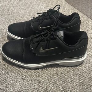 Nike Black Golf Shoes with Silver Swoosh - Brand New